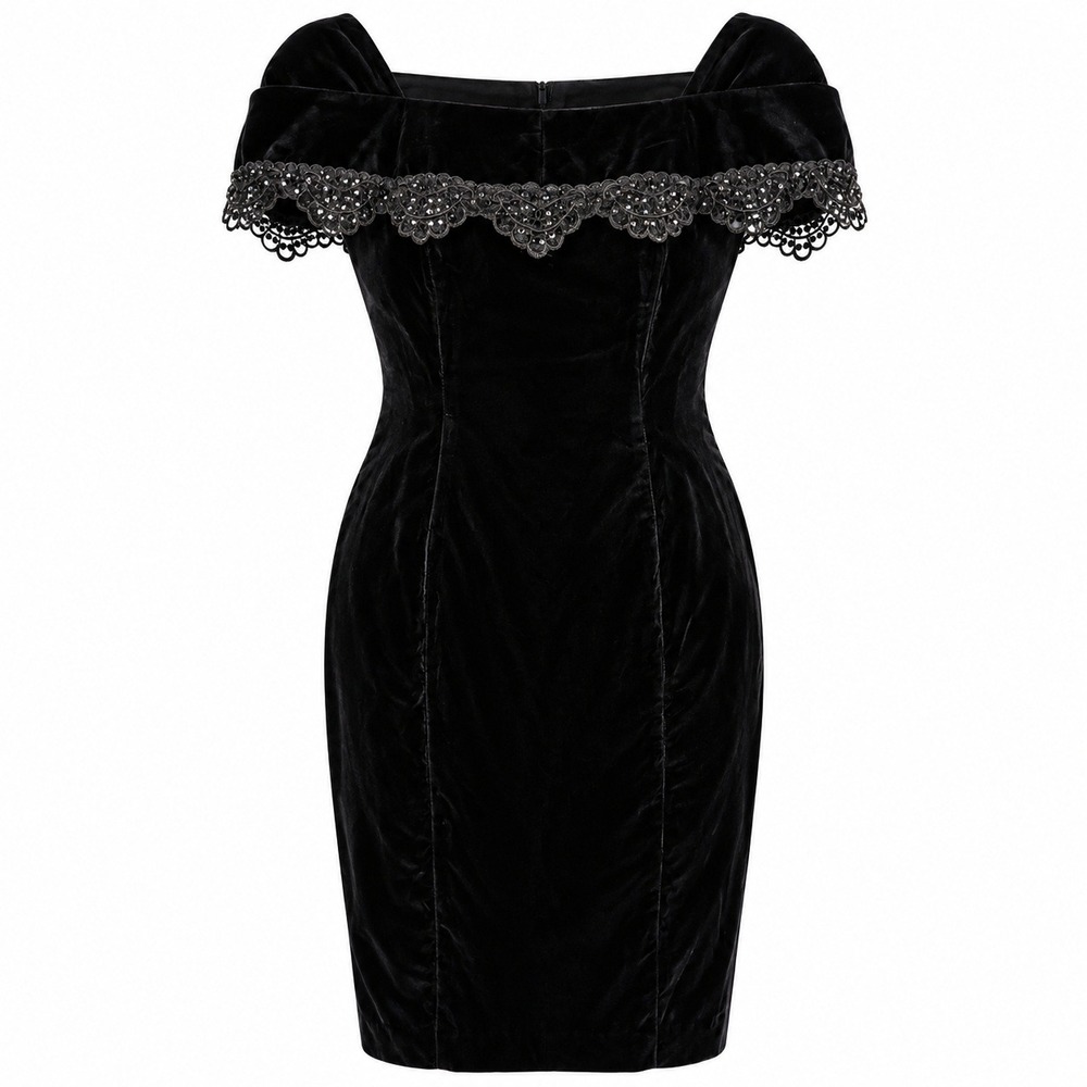 Jessica Howard Goth Coquette Velvet Dress Women 12 Whimsigoth Victorian Vampy